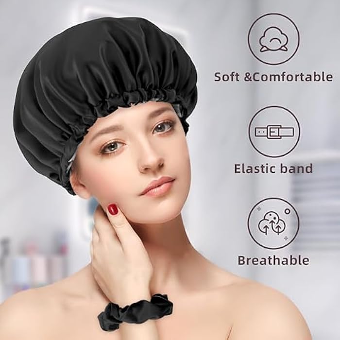 MOISTURE LOCKING HAIR CAP - Discover the role of a moisture-retaining hair cap in reducing frizz and dryness, especially for curly hair, while boosting hydration and shine. - Image 5